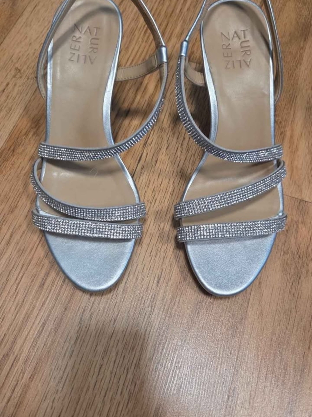 Naturalizer Silver Rhinestone Strappy Heels